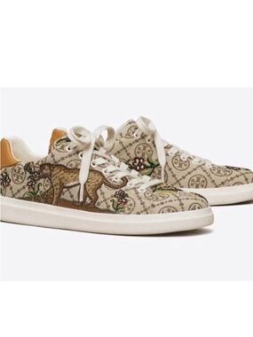 Tory Burch | T Monogram Howell Embroidered Leopard Floral Jungle Logo Sneakers
